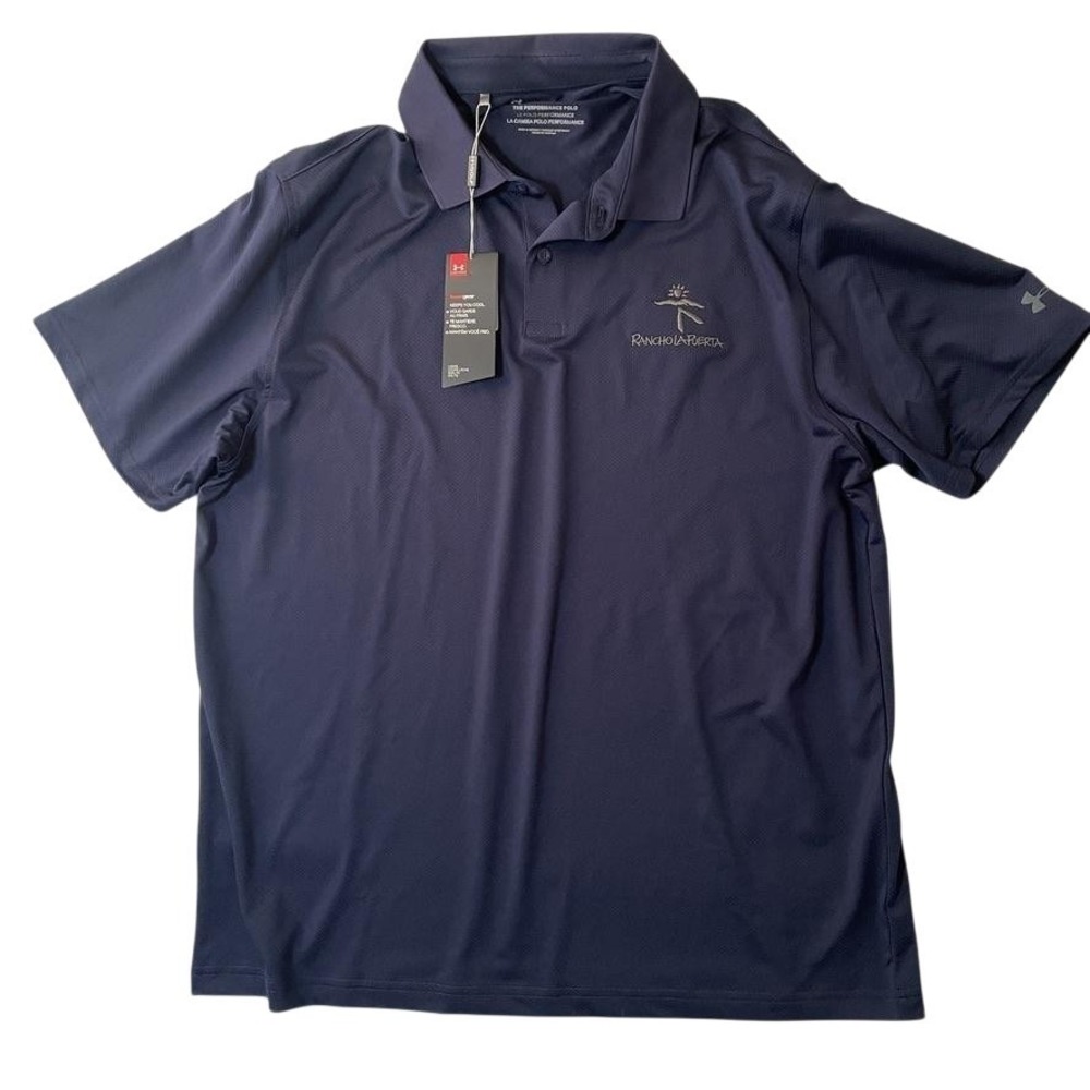 Under Armour Polo Shirt Mens XL Blue HeatGear Performance Rancho La Puerta Golf